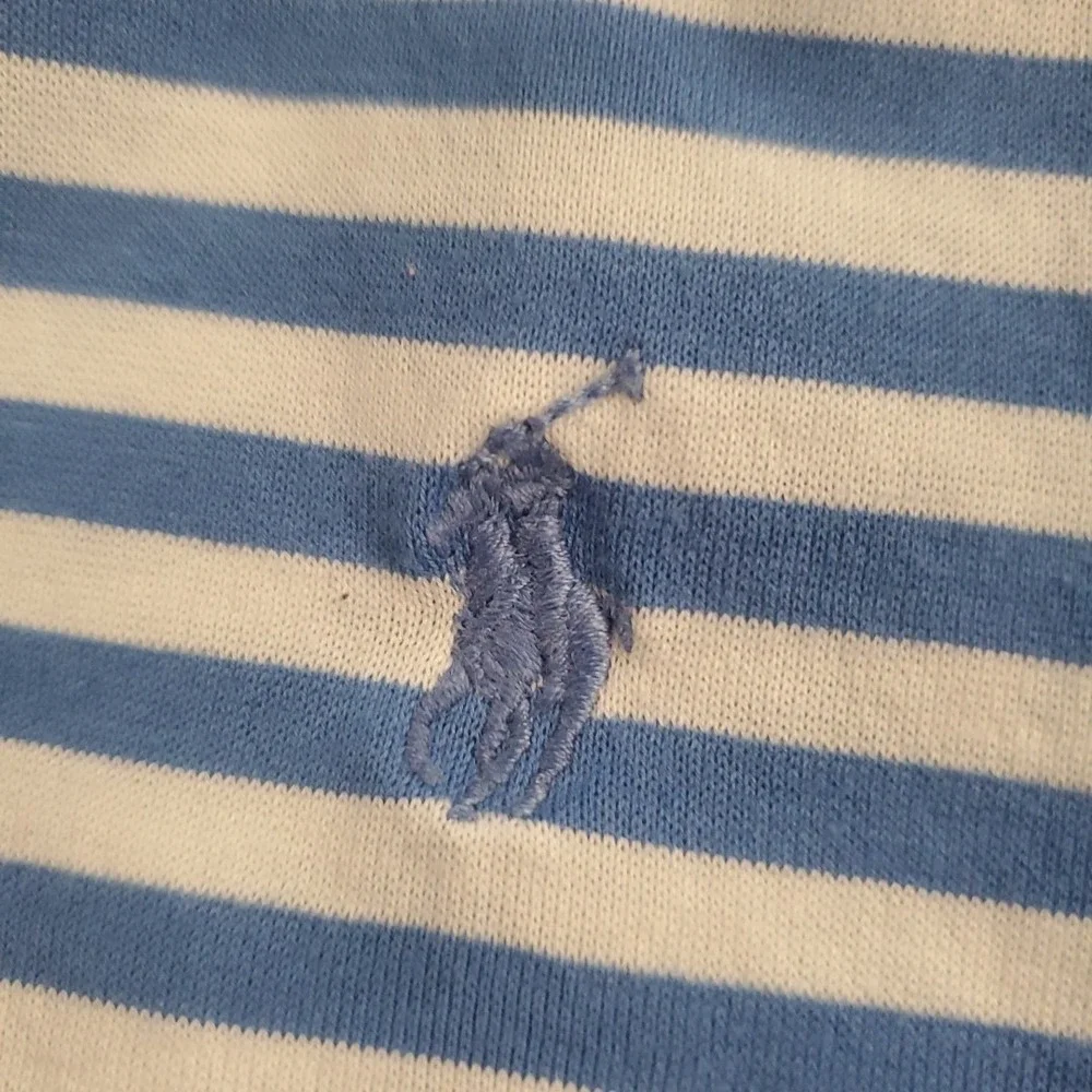 Polo Golf Ralph Lauren Men's Large Golf 100% Cotton Striped Blue‎ Polo